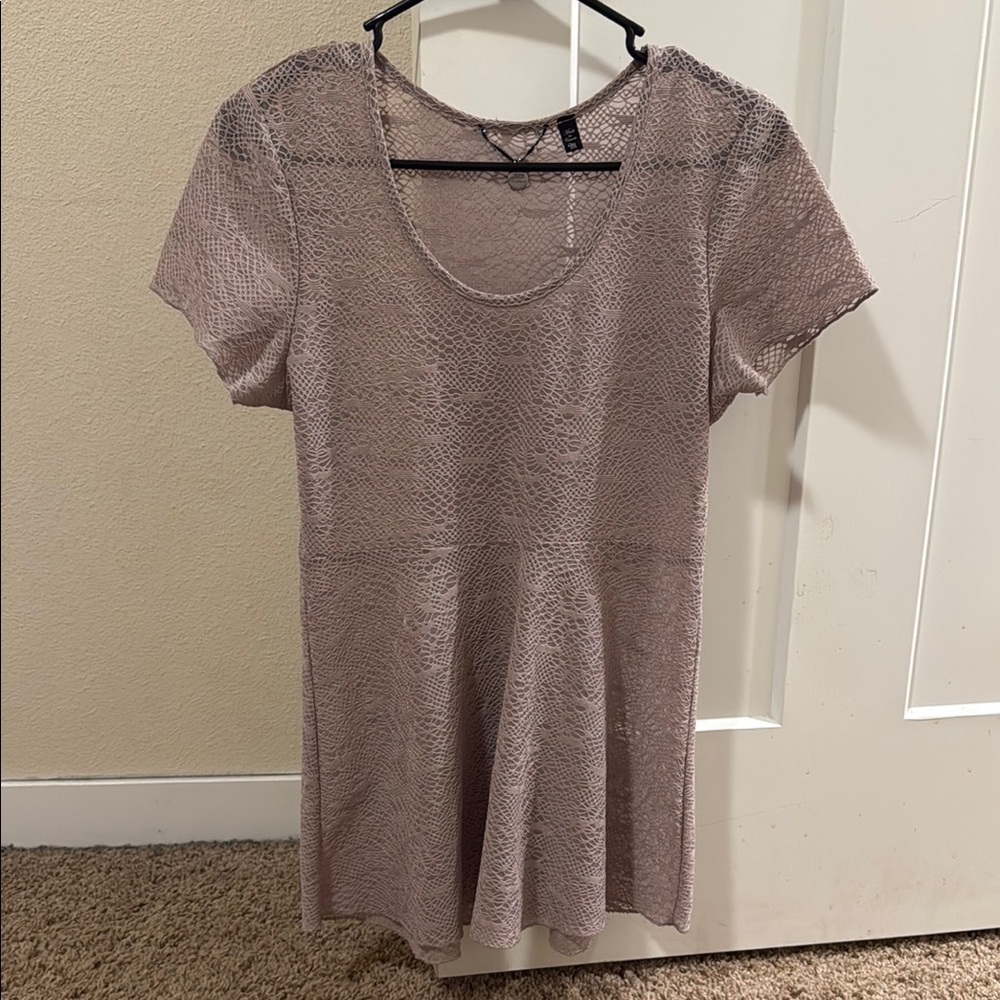 BKE Pink Fitted Peplum Short Sleeve T-Shirt